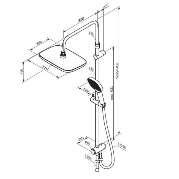 Душевая стойка Damixa Merkur 940000300