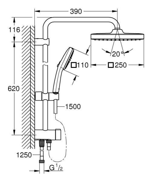 Душевая система GROHE Tempesta System 250 Cube 269762431 Душевая система GROHE Tempesta System 250 Cube 269762431