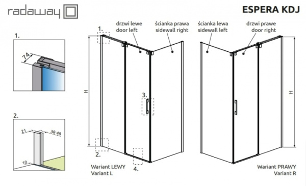 Боковая стенка Radaway Espera 380140-01R