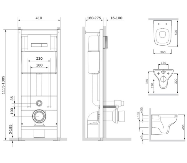 Комплект унитаз и инсталляция Am.Pm Awe IS30251.801700