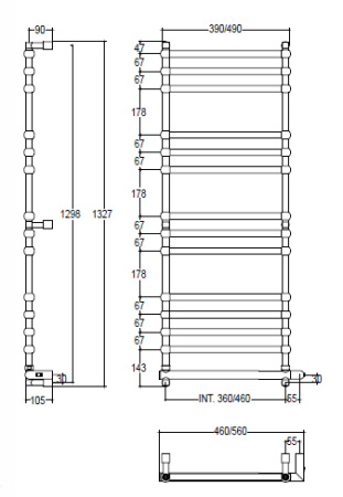 Электрический полотенцесушитель Margaroli Sole 564TS4714CRNB