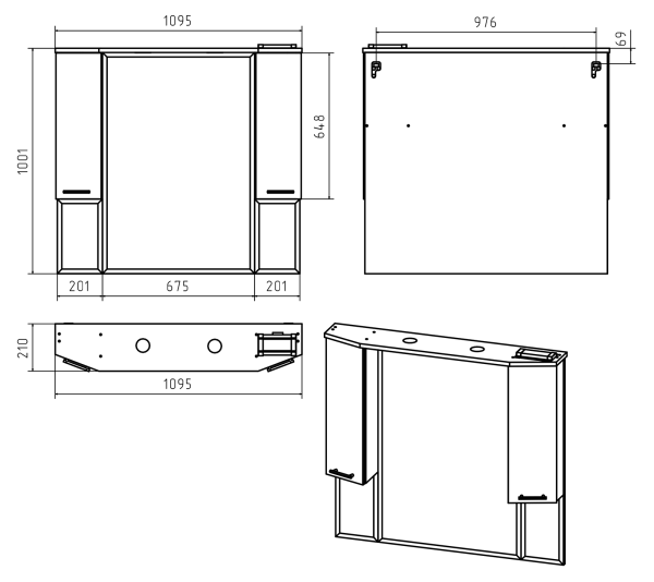 Зеркало-шкаф (110х100) Misty Терра 110 П-Тер02110-011