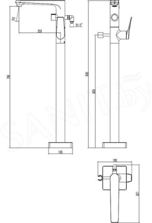 Смеситель для ванны и душа Lemark Bronx (LM3744BL)
