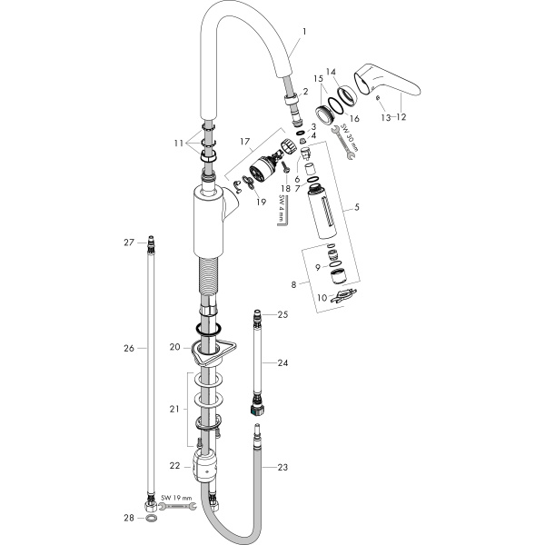 Смеситель для кухни с выдвижным изливом Hansgrohe Focus M41 Eco 2jet 31833800 нержавеющая сталь