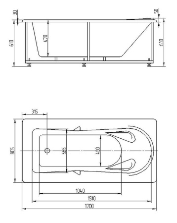 Акриловая ванна Aquatek Леда (170х80) LED170-0000047