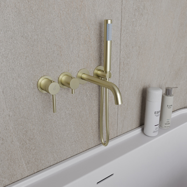 Смеситель для ванны скрытого монтажа с внутренней частью Y OL-889017-BG, золото матовое