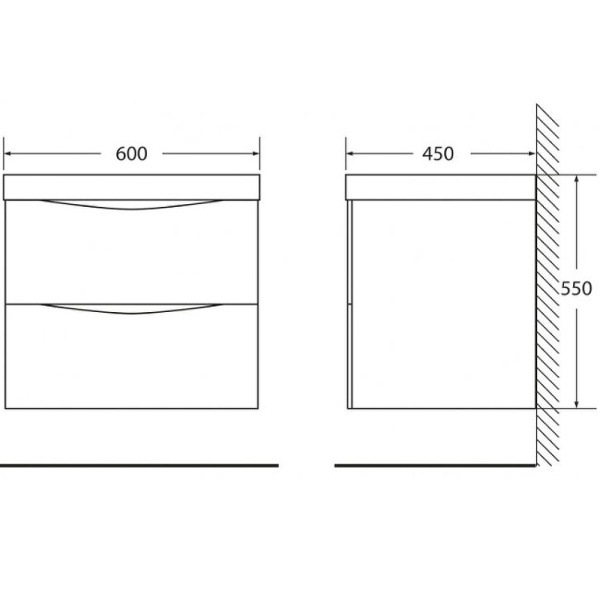 База под раковину подвесная BelBagno MARINO-CER-600-2C-SO-WO-P Rovere Bianco