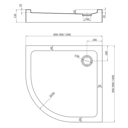 Душевой поддон (100х100) Veconi Tezeo acrylic TZ51B-100-C5 черный