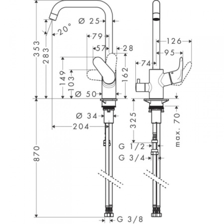 Смеситель для кухонной мойки hansgrohe Focus M41 73884000