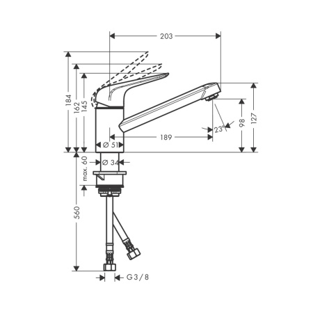 Смеситель для кухни однорычажный CoolStart Eco Hansgrohe  Logis M31 71866000 хром
