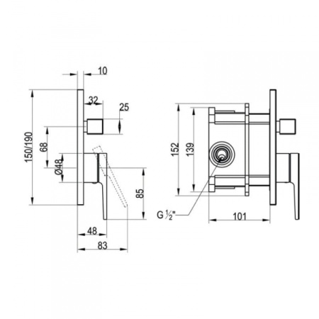 Смеситель для ванны Villeroy & Boch Subway 2.0 TVS10235300061
