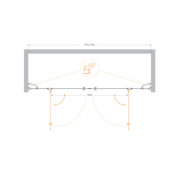 Душевая дверь (180х195) CEZARES VERONA VERONA-W-B-22-180-C-Cr