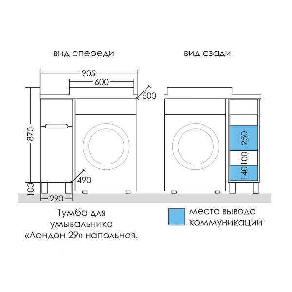 Тумба под стиральную машину СаНта Лондон 29 224027