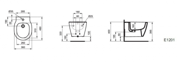 Биде подвесное Ideal Standard Connect Space E120101