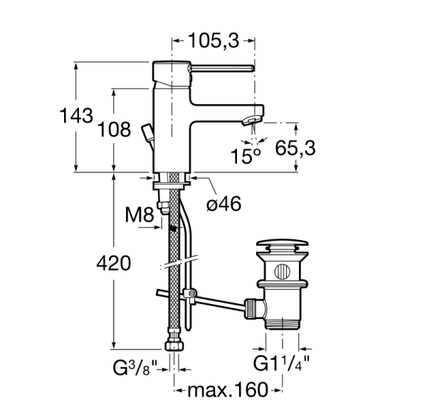 Смеситель для раковины Roca Targa 5A3060C0M