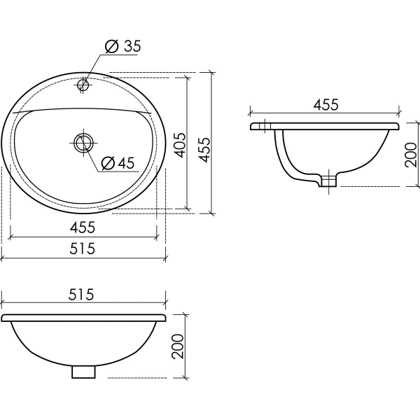 Раковина встраиваемая сверху (51,5x45,5) Ceramica Nova ELEMENT CN6080