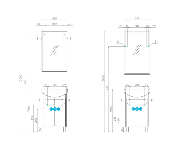Зеркало Aquaton Рико 50 1A216302RI010