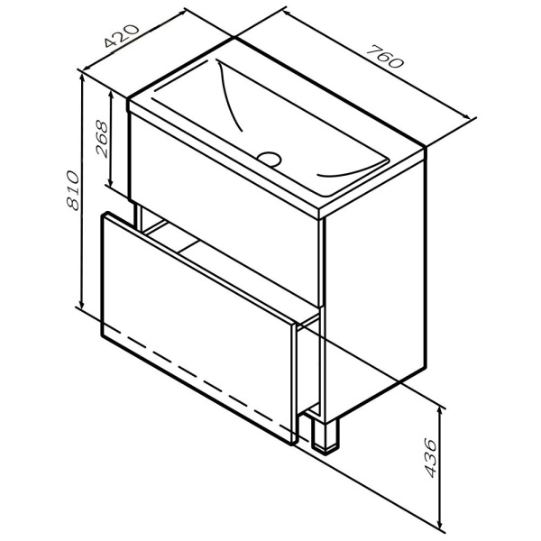 Тумба под раковину 75 Am.Pm Gem M90FSX07522GM32