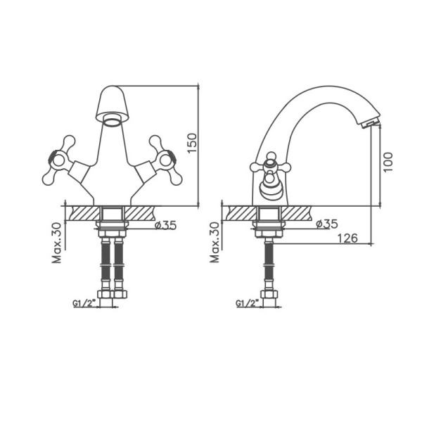 Смеситель для раковины Cron CN1008-8 Смеситель для раковины Cron CN1008-8