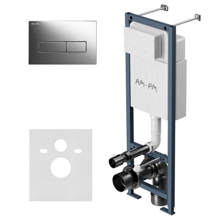 Инсталляция для подвесного унитаза узкая Am.Pm ErgoFit I012711.0351 с кнопкой смыва, хром глянец