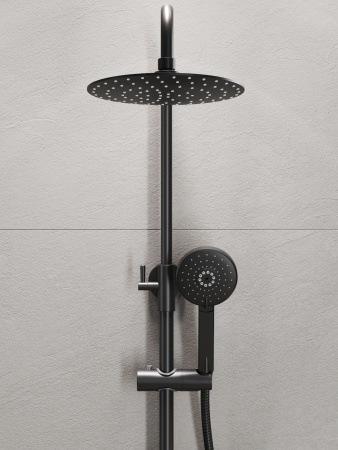 Душевая система смеситель с изливом Agger Brilliant A0393344 черный