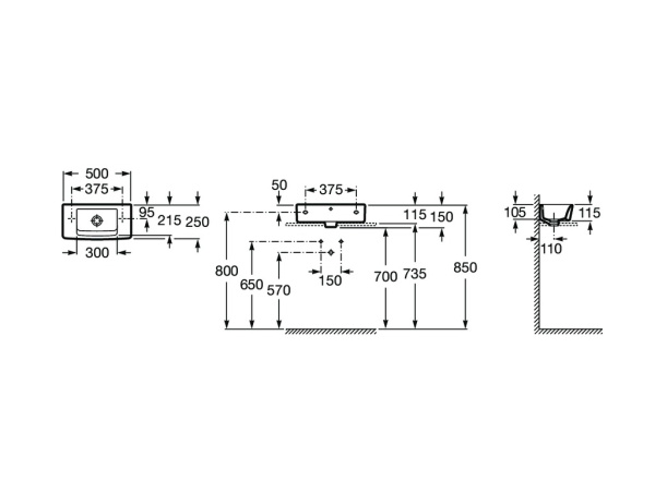 Раковина подвесная (50x25) Roca Hall  327883000