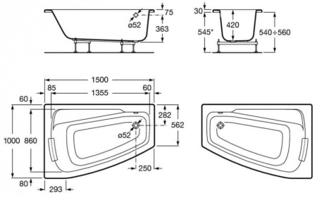 Акриловая ванна Roca WAITARA-N 248071000