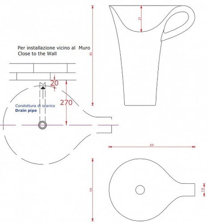Раковина напольная Artceram Cup OSL004 01 00 bi