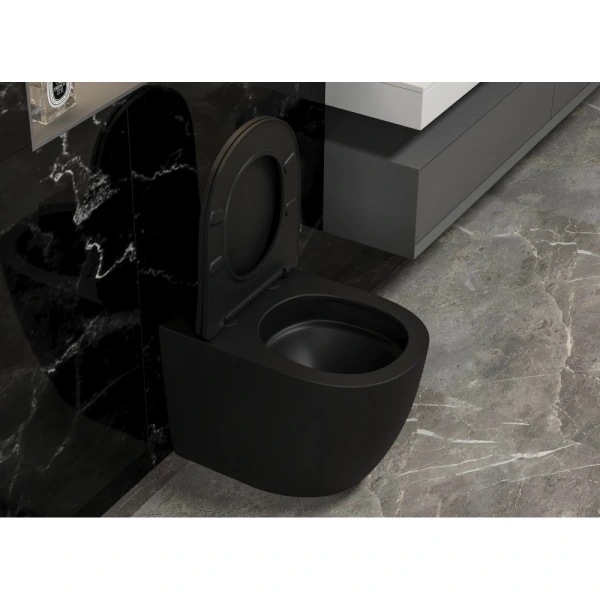 Унитаз ABBER Bequem AC1111TMB приставной черный матовый, безободковый