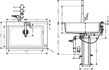 Мойка combi 660 AXOR Select 43213000