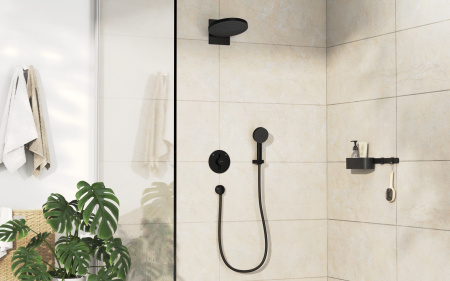 Смеситель для ванны на 2 потребителя Hansgrohe DuoTurn S 75418670 черный матовый