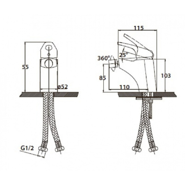 Смеситель для биде KAISER County (55088/55215-4 хром)