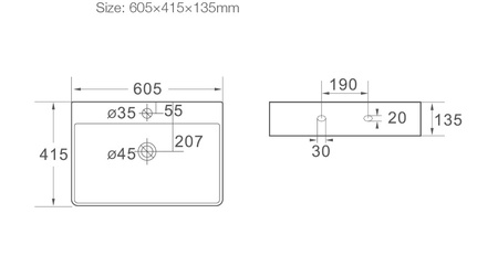 Раковина накладная (60,5х41,5) SantiLine SL-1003
