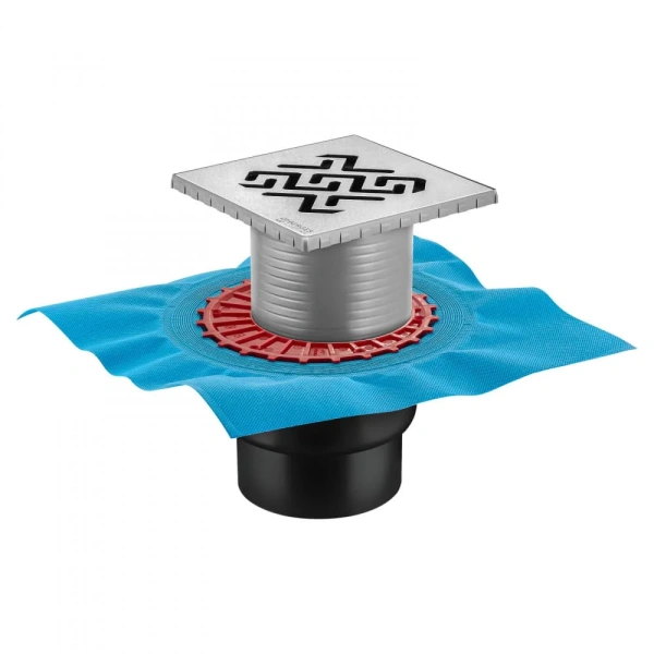 Душевой трап (15х15) Berges Wasserhaus Zentrum Antik 090465 матовый хром