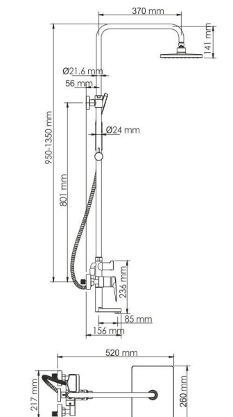Душевая система Wasserkraft Aisch BK15501BG Душевая система Wasserkraft Aisch BK15501BG