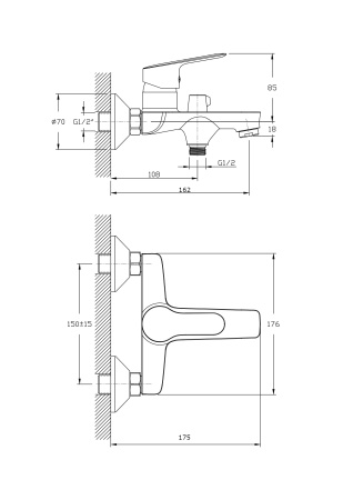 Смеситель для ванны с коротким изливом RUSH Crete CR3535-44
