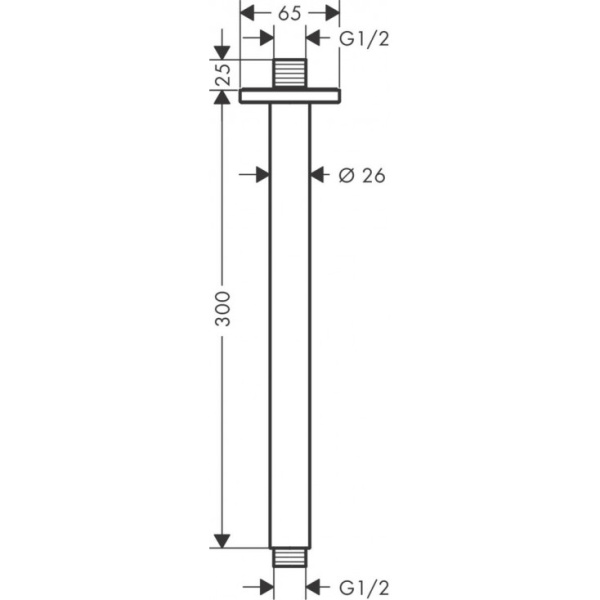 Потолочный кронштейн 300 мм Hansgrohe Vernis Shape 26407670 Потолочный кронштейн 300 мм Hansgrohe Vernis Shape 26407670