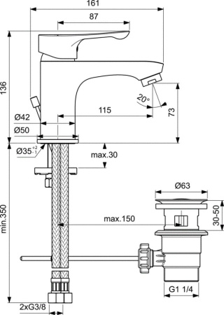 Набор для ванны 3 в 1 Ideal Standard Alpha BD004AA