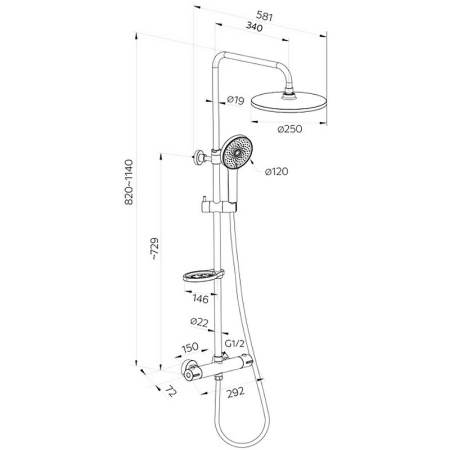 Душевая система Milardo Ideal Spa ILSSBTHM89