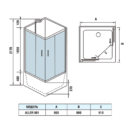 Душевая кабина WeltWasser WW500 Aller 901 (10000003254)
