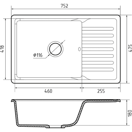 Кухонная мойка GranFest Quartz 72, 72 белый