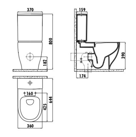 Унитаз безободковый напольный с функцией биде Creavit Mare MA361-11CB00E-0000