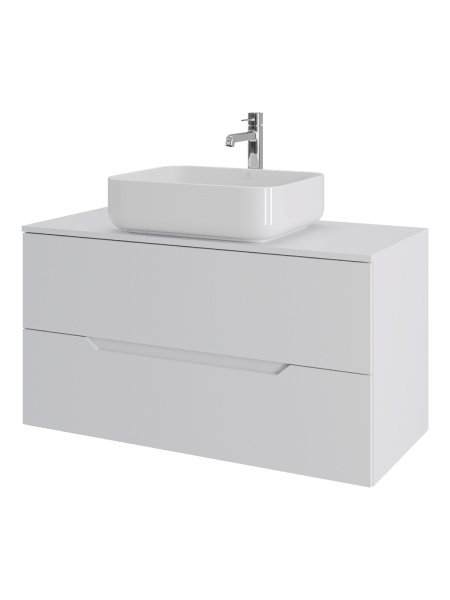 Тумба с раковиной подвесная 100 см, Orange Line Li-100TuwMDF+B05-500W белый