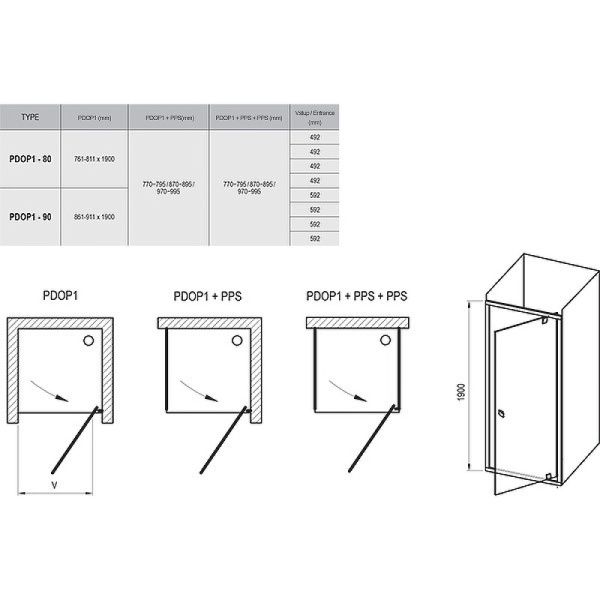 Душевая дверь Ravak Pivot PDOP1-80 03G40C00Z1
