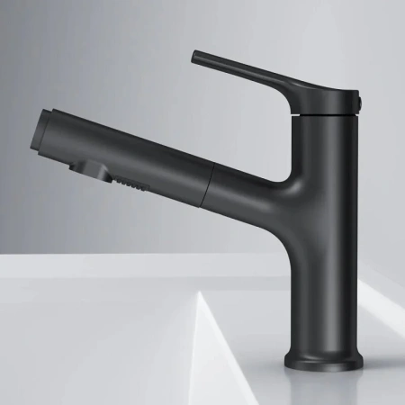 Смеситель для раковины с вытяжным изливом Am.Pm X-Joy F85B02922 черный матовый