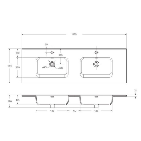 Раковина BelBagno BB1400-2-ETL