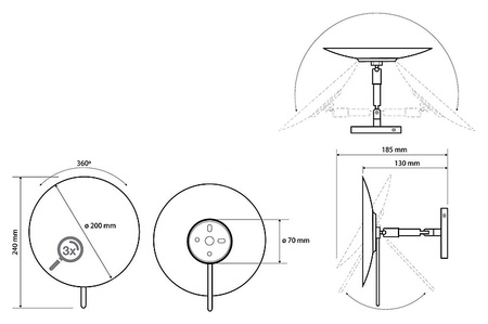 Косметическое зеркало без подсветки Bemeta 116201332