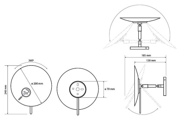 Косметическое зеркало без подсветки Bemeta 116201332