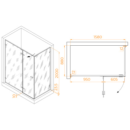 Душевой уголок (160х90) RGW Stilvoll SV-040 353204069-11 прозрачное