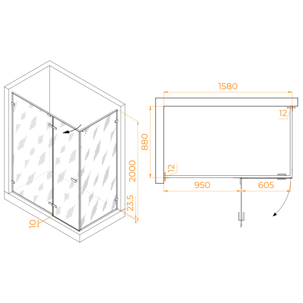 Душевой уголок (160х90) RGW Stilvoll SV-040 353204069-11 прозрачное